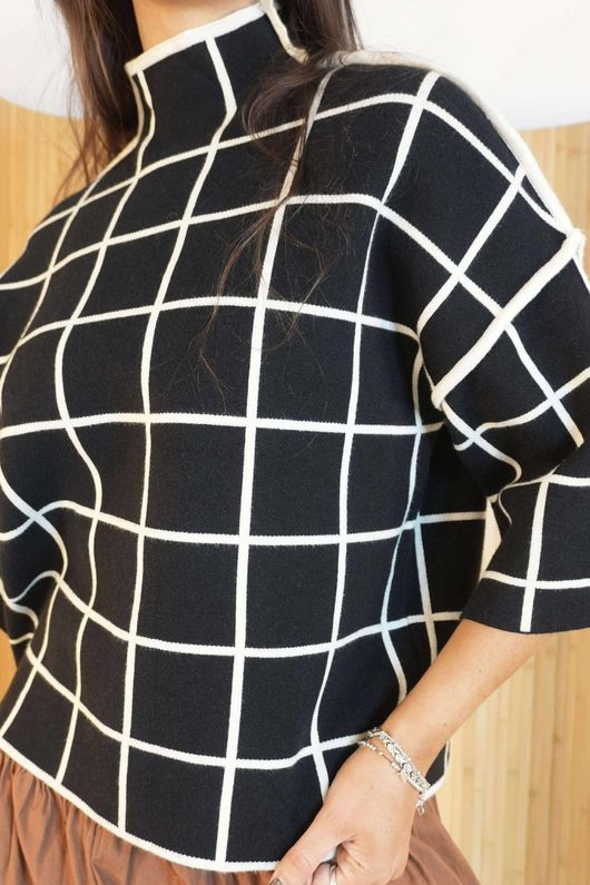 Robanne soft Stretch Party Knit Grid Black /2=